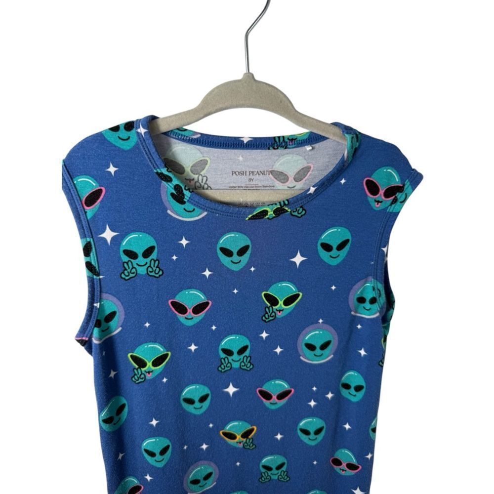 Posh Peanut Boys Blue Alien Galaxy Bamboo Tank Top - Picture 3 of 3